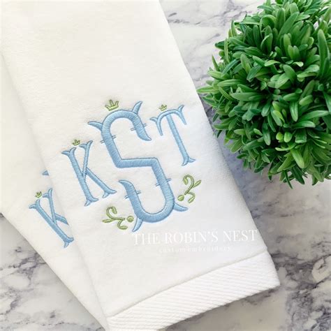 Monogrammed Velour Hand Towels And Monogrammed Linen Tissue Cover