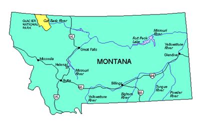 Montana Us State Powerpoint Map Highways Waterways Capital And Major
