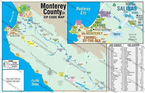 Monterey County Zip Code Map California Files Pdf And Ai Editable Vector Royalty Free