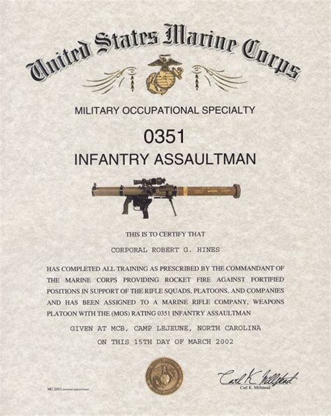 Mos 0351 Infantry Assaultman Certificate