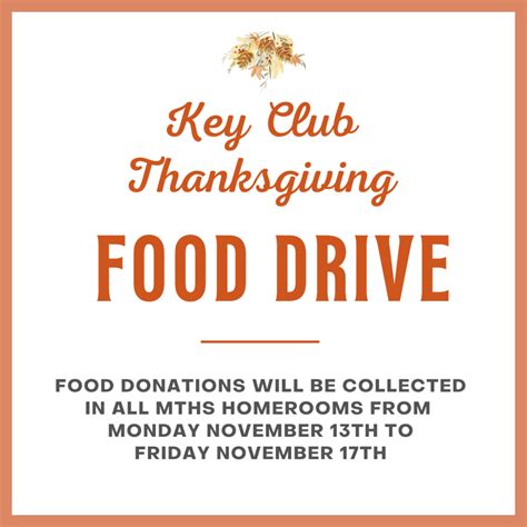 Mths Key Club Food Drive Montville Township High School