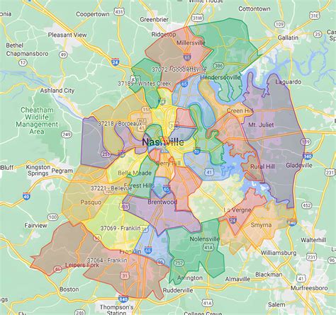 Nashville Zip Code Guide And Map Of Postal Code Locations