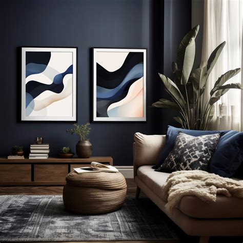 Navy Blue Art Wall Prints Navy Blue Abstract Geometric Wall Art Art
