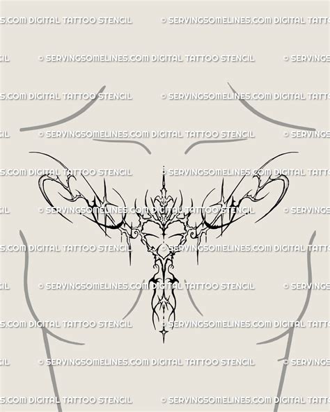 Neotribal Heart Tattoo Stencil Linework Ribs Side Breast Design Servingsomelines