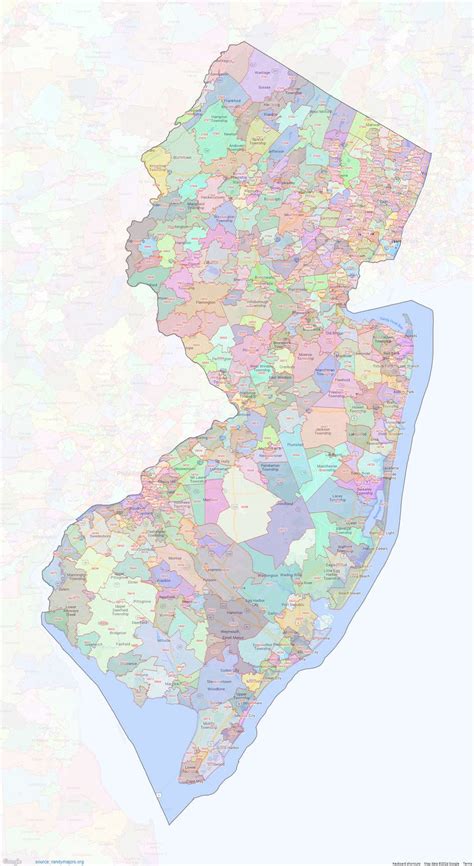 New Jersey Zip Codes Shown On Google Maps