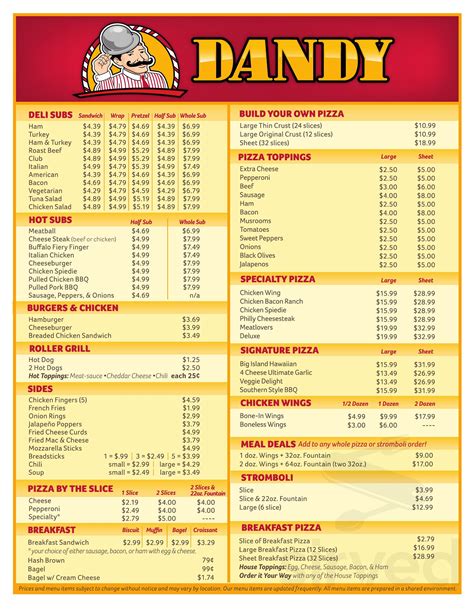 New Salem Mini Mart Menu
