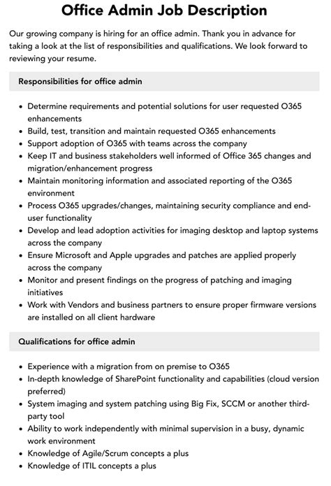 Office Admin Job Description Velvet Jobs