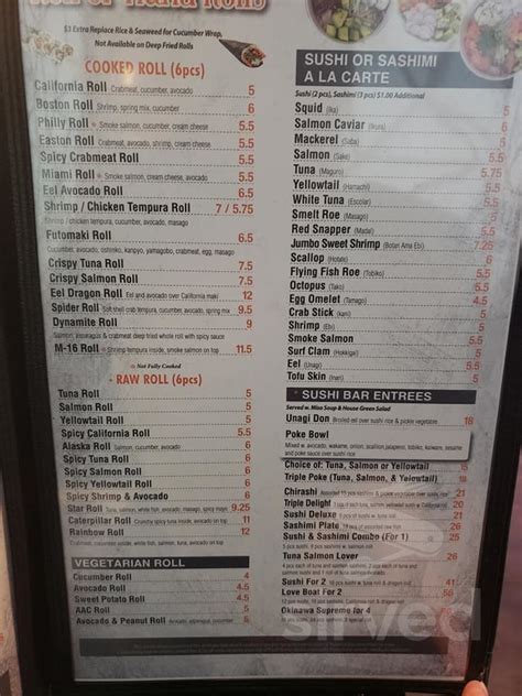 Okinawa Menu In Winchester Virginia Usa