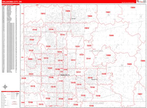 Oklahoma City Ok Metro Area Zip Code Wall Map Premium Style By