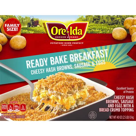Ore Ida Ready Bake Breakfast Cheesy Hash Browns Sausage Eggs Family Size Meals Entrees Nam Dae Mun Farmers