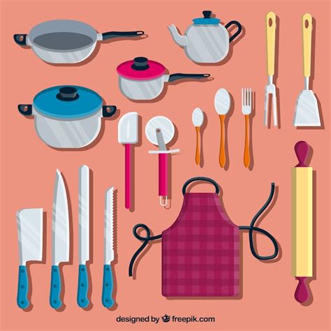 Pack Of Colored Chef Items Free Vector