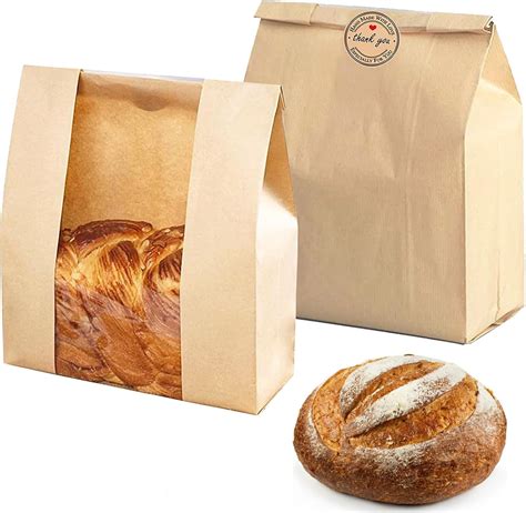 Paper Bread Bags For Sourdough 200Pcs Bread Bags For Homemade Bread 13 7X8 2X3 5 Inch Paper Sourdough Bread Bags With Window Bakery Bags Bread Storage Bags With Seal Stickers For Bakery Bags With Window