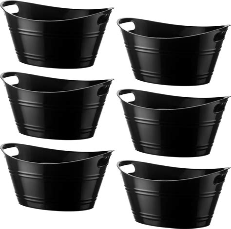 Patelai 6 Pcs Ice Buckets Bulk Plastic Ice Buckets With Handles Oval