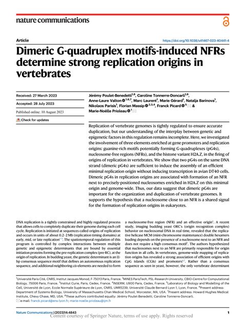 Pdf Dimeric G Quadruplex Motifs Induced Nfrs Determine Strong