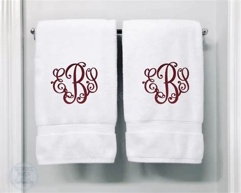Personalised Monogrammed Bath Towel Single Or Set 3 Initials Georges River Embroidery Personalised Monogrammed Bath Towel Single Or Set 3 Initials Georges River Embroidery