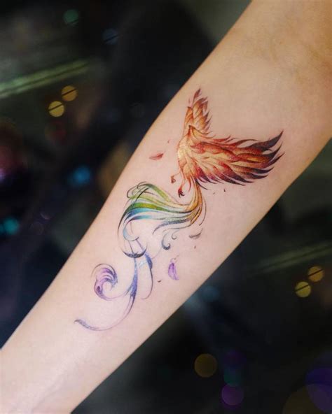 Phoenix Tattoo Located On The Inner Forearm Watercolor