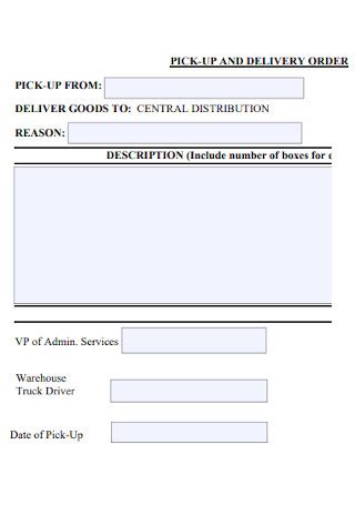 Pick Up Order Template