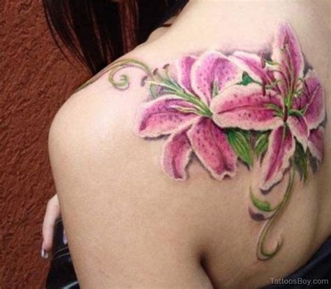 Pink Lily Flower Tattoos Pink Lily Flower Tattoos