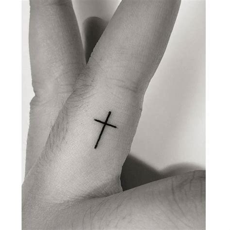 Plain Cross Tattoo Finger