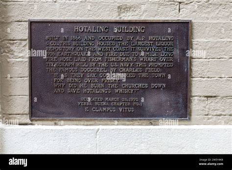 Plaque To The Hotaling Building A Liquor Warehouse In San Francisco