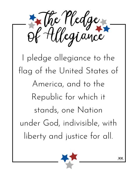 Pledge Of Allegiance Words Printable Version