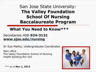 Ppt San Jose State University The Valley Foundation School Of Nursing Baccalaureate Program Powerpoint Presentation Id 5097600