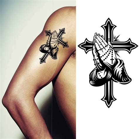 Praying Hands Cross Tattoo Design