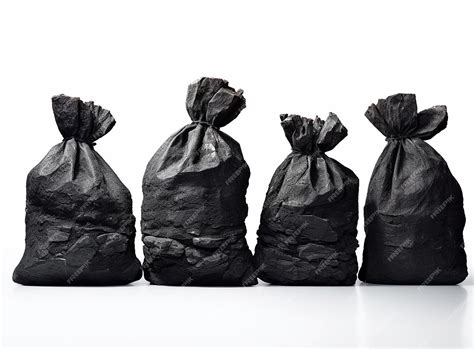 Premium Ai Image Bags Of Black Coal On A White Background In The
