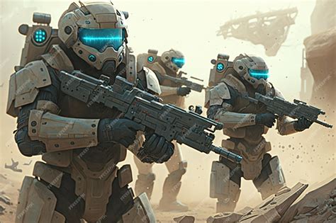 Premium Ai Image Future Robotic Army In Warfare
