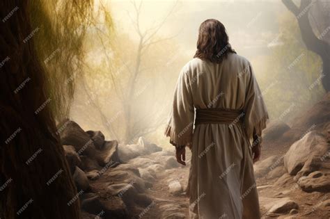 Premium Photo Back View Of Jesus Christ In A Serene Natural Setting Premium Photo Back View Of Jesus Christ In A Serene Natural Setting