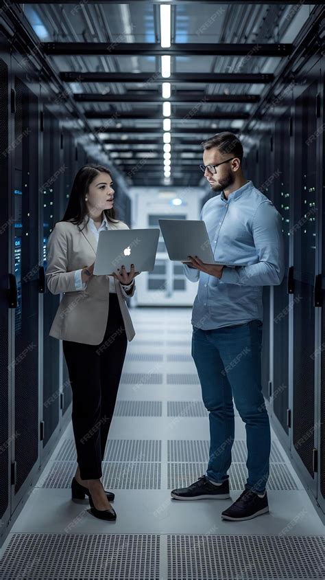 Premium Photo Data Center Female System Administrator And Male It