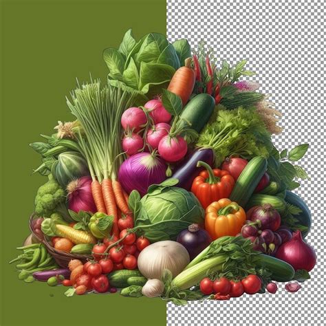 Premium Psd Fresh Raw Vegetable Mix Png