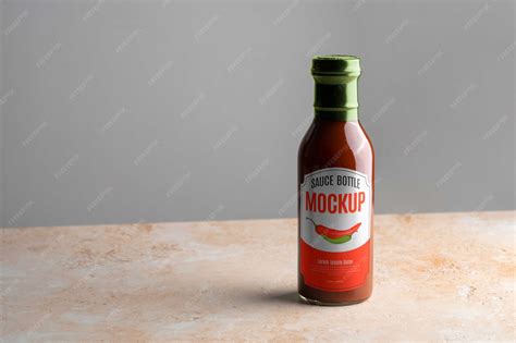Premium Psd Glass Sauce Bottle Mockup