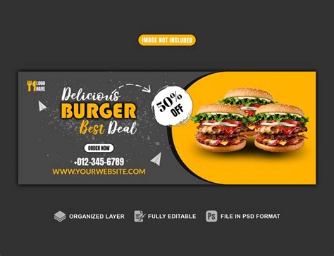 Premium Psd Spacial Burger Discount Restaurant Facebook Cover Banner