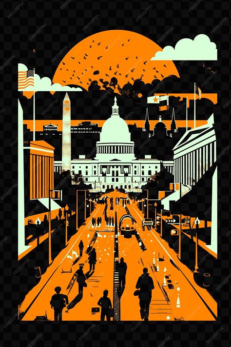 Premium Psd Washington Dc With Political Street Scene And Monuments