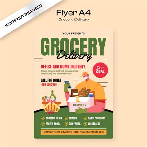 Premium Vector Grocery Delivery Flyer Template