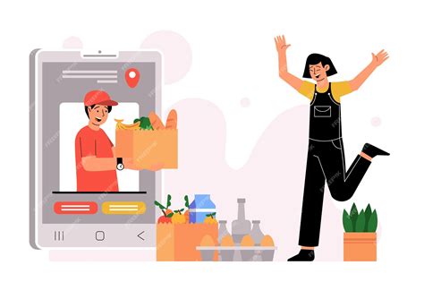Premium Vector Illustration Delivery Service Grocery App