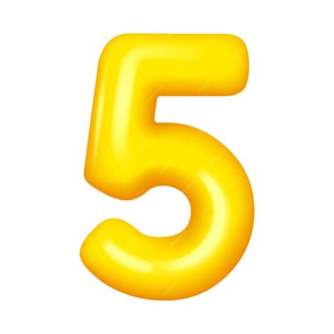 Premium Vector Number Five Numeral Fifth Yellow Glossy Balloon