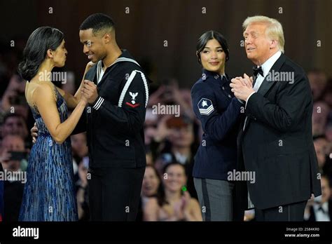 President Donald Trump Right And Usha Vance Left Dance With Members