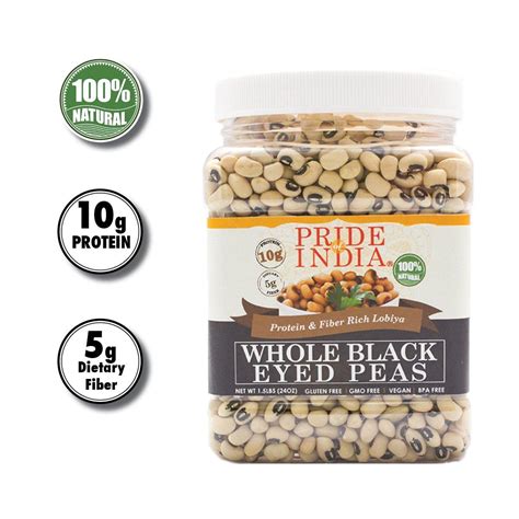 Pride Of India Whole Black Eyed Peas 1 5Lb Jar Protein Amp Fiber Rich