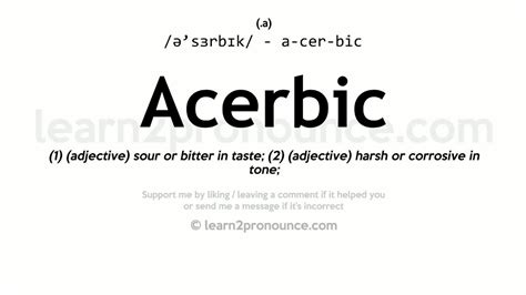 Pronunciation Of Acerbic Definition Of Acerbic Youtube