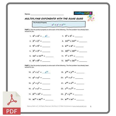 Properties Of Exponents Worksheet Answers Adding And Subtracting Db