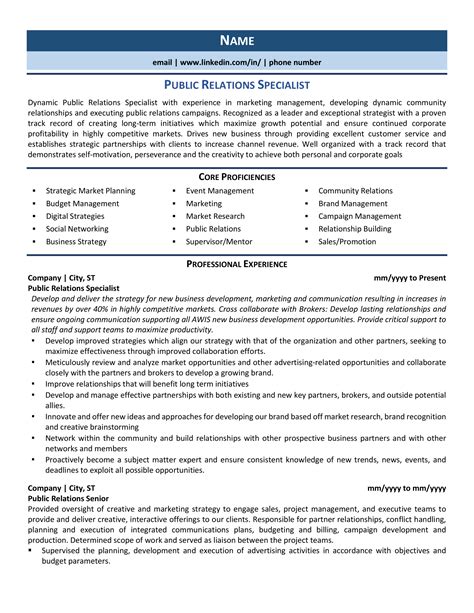 Public Relations Resume Sample Professional Resume Examples Topresume