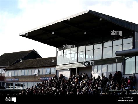 Racegoers In The Grandstand During Super Sunday At Exeter Racecourse