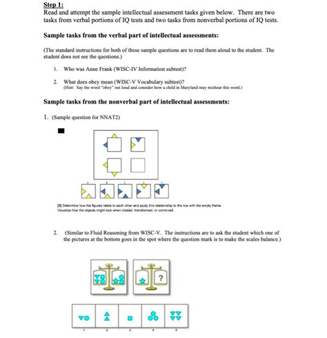 Read And Attempt The Sample Intellectual Assessment Chegg Com