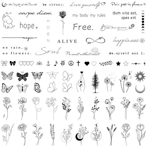 Realistic Temporary Tattoos For Women 60 Sheets Tiny Small Removable