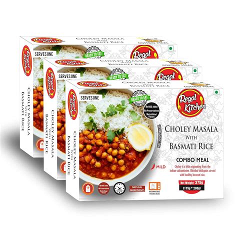 Regal Kitchen Ready To Eat Basmati Rice Chole Masala Combo Meal 1125G Regal Kitchen Ready To Eat Basmati Rice Chole Masala Combo Meal 1125G