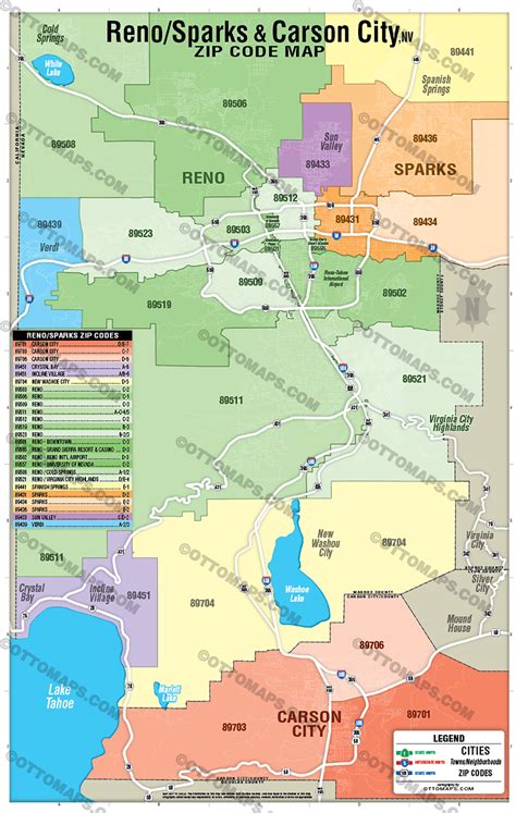Reno Sparks Zip Code Map Files Pdf And Ai Files Editable Vector Royalty Free