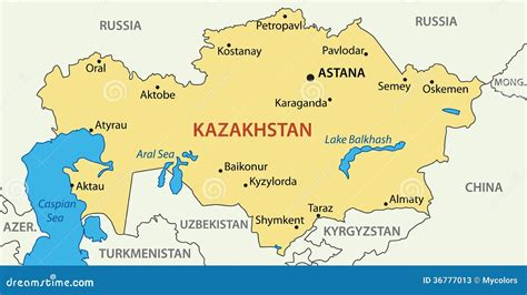 Republic Of Kazakhstan Map Royalty Free Vector Image