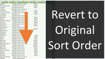 Revert To Original Sort Order In Excel Excel Campus